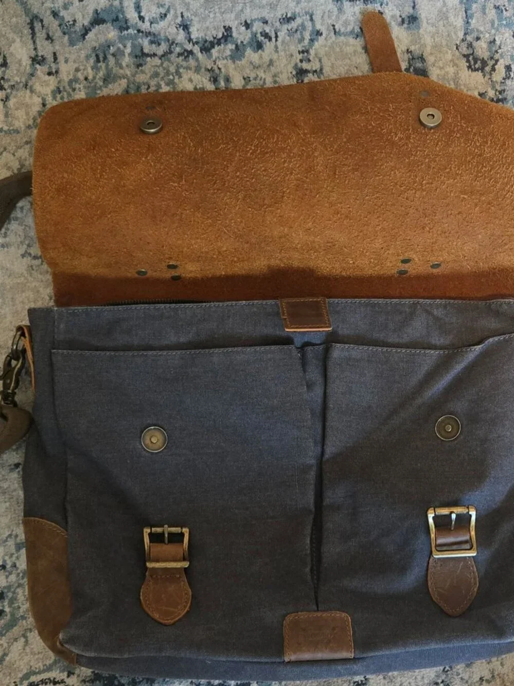 Vintage WOWBOX Washed Canvas & Leather Messenger Bag NWOT/UNISEX
